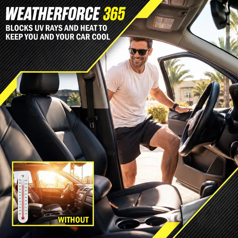 WeatherForce 365 Ultimate Car Windshield Protector - All-Season, Anti-Theft & Reversible Fit: Most Cars, SUVs & Trucks
